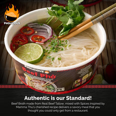 PhoLicious microwave-ready pho bowl illustrating instant, convenient meals