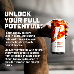 PHORM ENERGY Orange Fury being poured into a glass for refreshing fizz