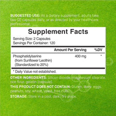 Phosphatidylserine sunflower lecithin capsules closeup: easy-to-swallow, soy-free formula.