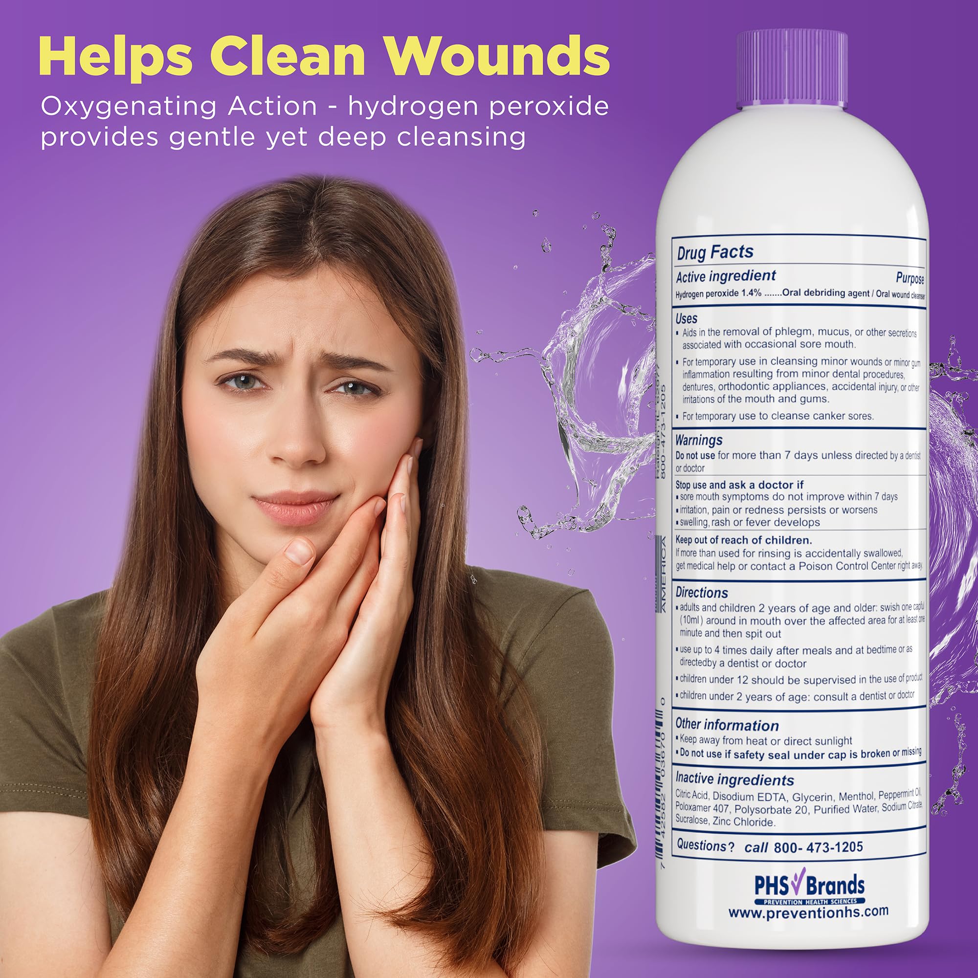 PHS Brands Prevention Mouth Sore Rinse suitable for adults and kids 2+