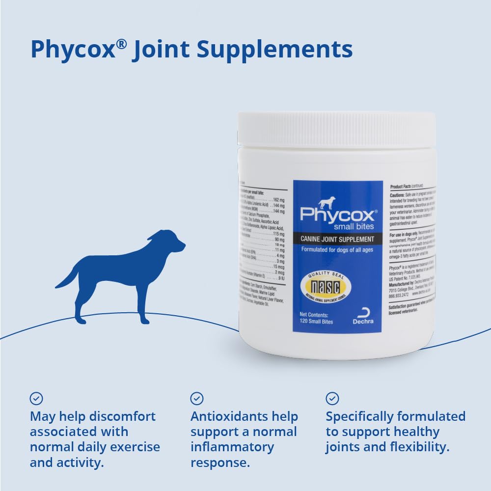 PhyCox omega-3 rich ingredients: supports wholesome fats for coat and joint wellness.