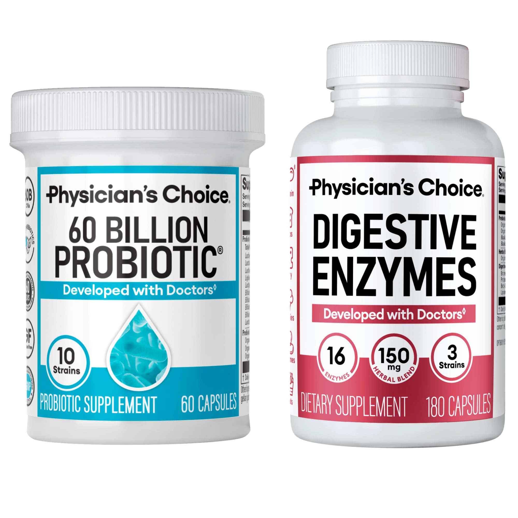 Physician's CHOICE Advanced Gut Health Bundle bottle front, supports overall gut comfort