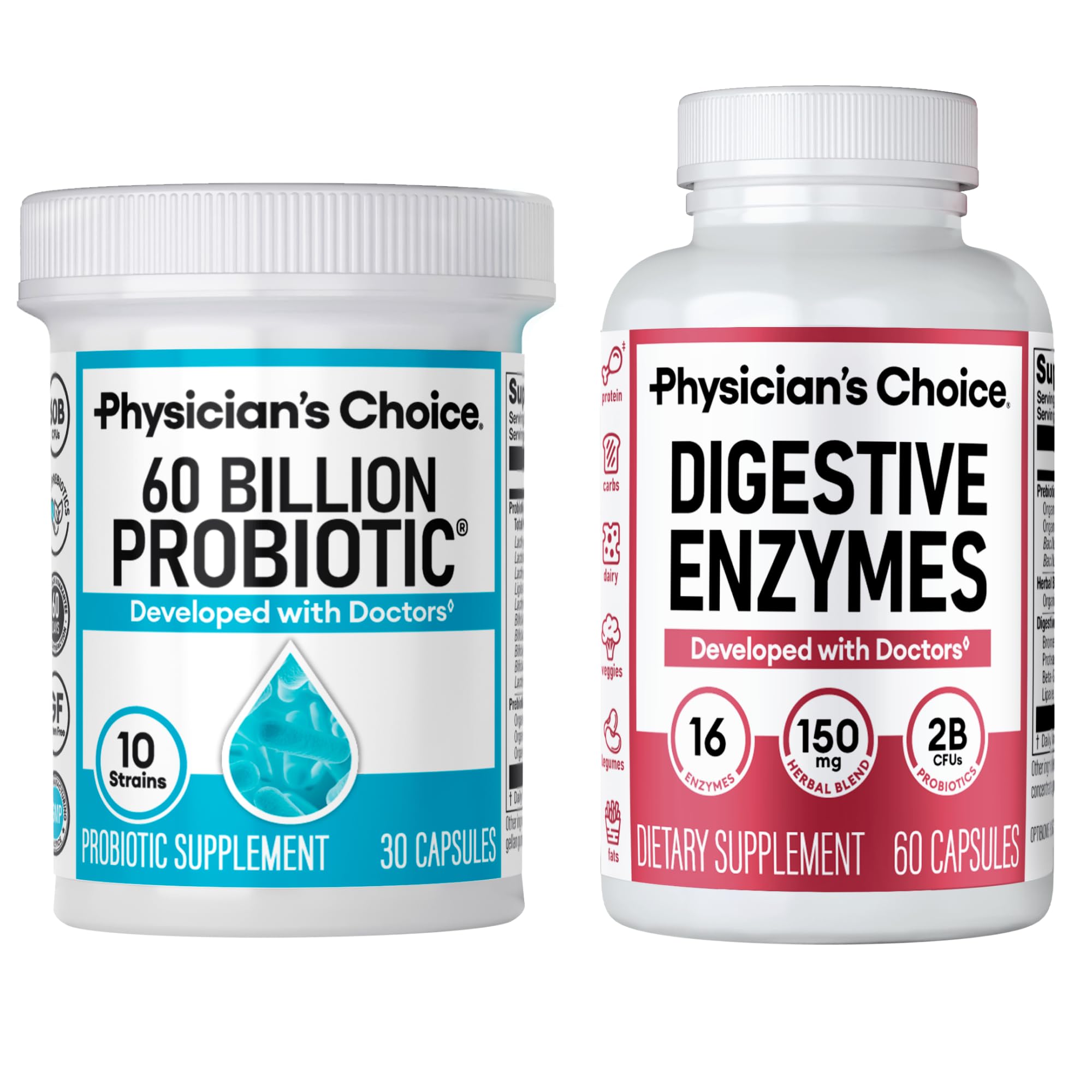 Physician's CHOICE Advanced Gut Health Bundle probiotic bottle supports balanced digestion.