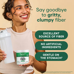 Easy Mix Fiber scoop ready to measure for a quick, grit-free shake.