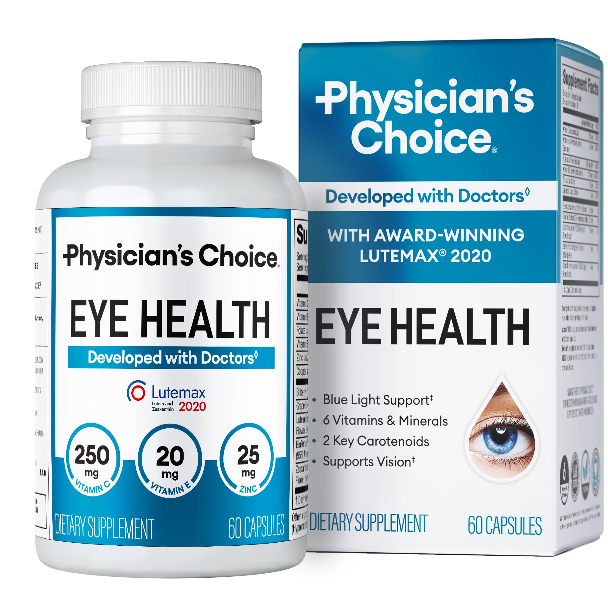 Physician's Choice Eye Health bottle for easy daily eye vitamin support.