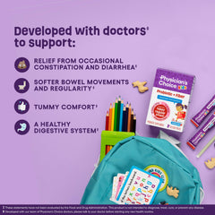 Physician's Choice Kids probiotic fiber packets show 10 billion CFU and 3 strains
