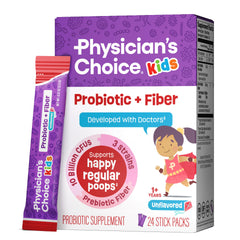 Physician's Choice Kids probiotic fiber packets unflavored powder for easy daily mixing