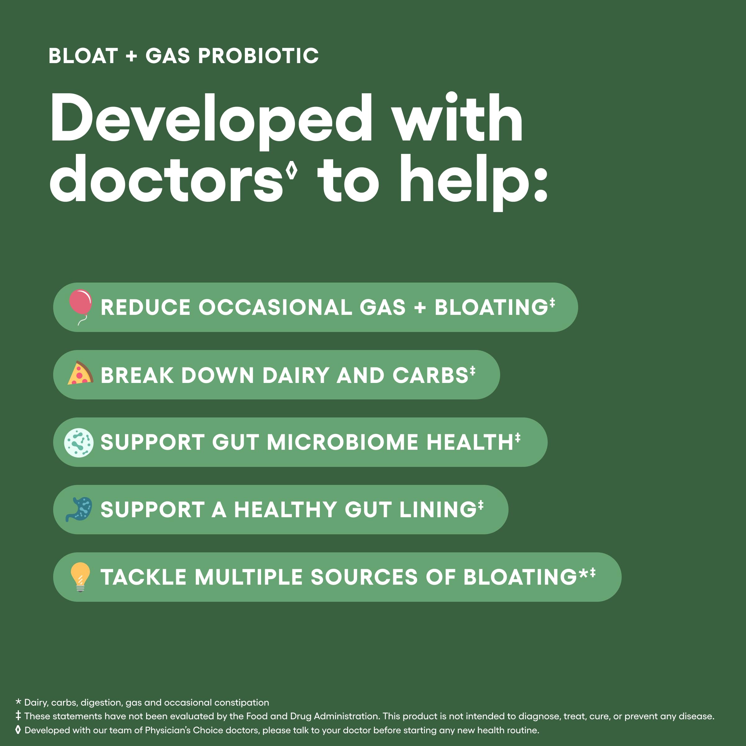 Physician's CHOICE lactase and alpha-galactosidase enzymes aid hard-to-digest foods.