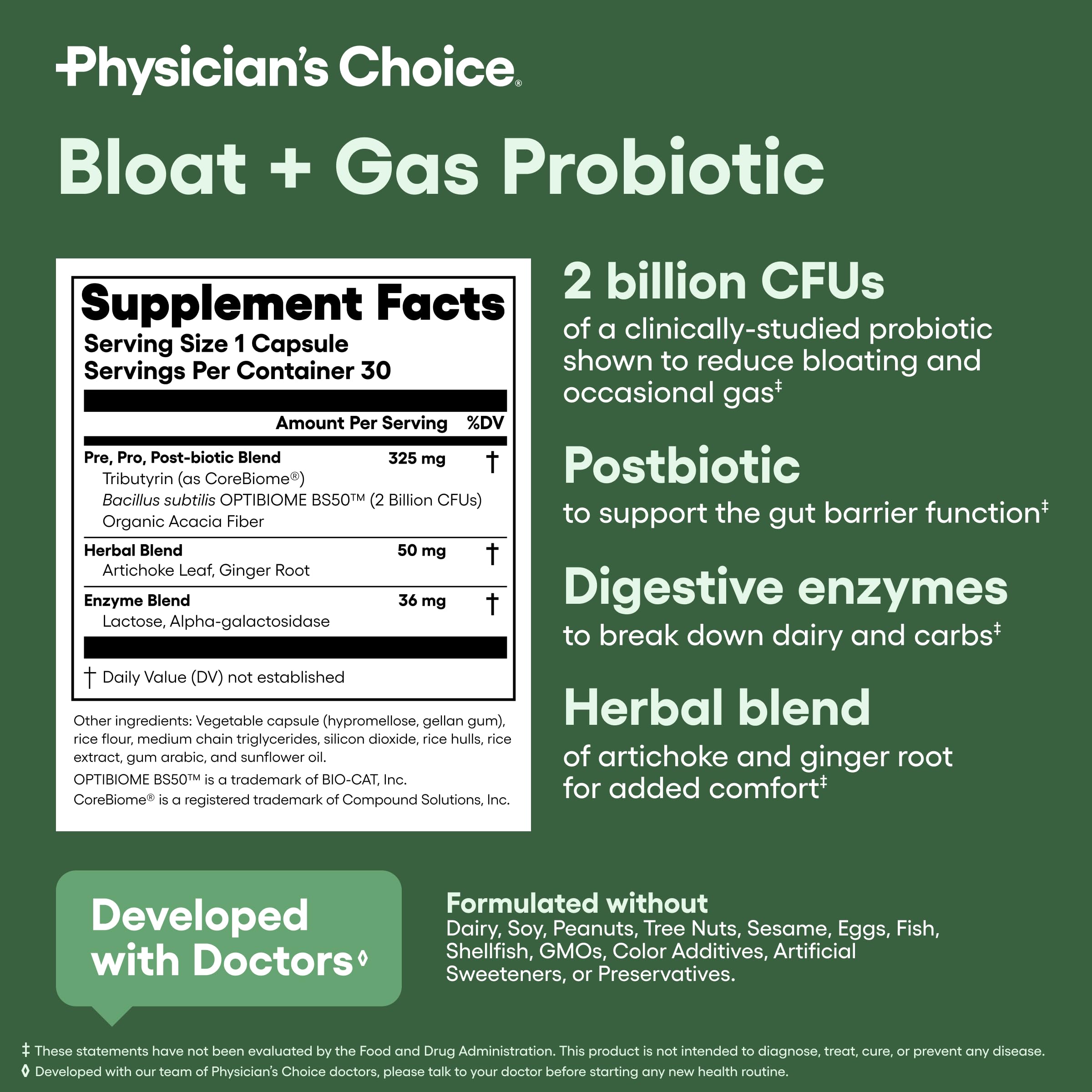 Physician's CHOICE US-made ingredients with third-party testing for quality.