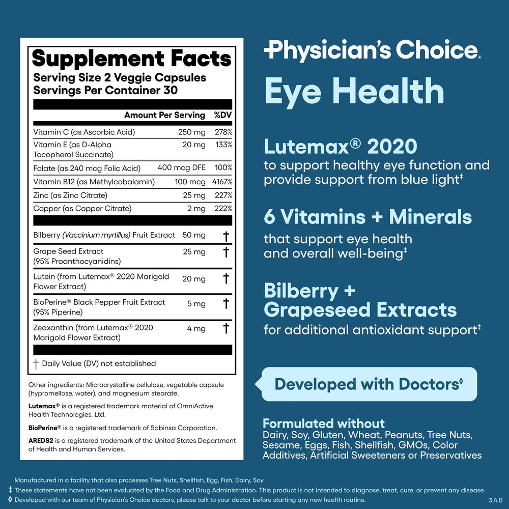 Physician's Choice packaging label highlights quality and purity.