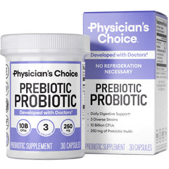 Physician's CHOICE Prebiotic-Probiotic bottle front supports daily digestive health