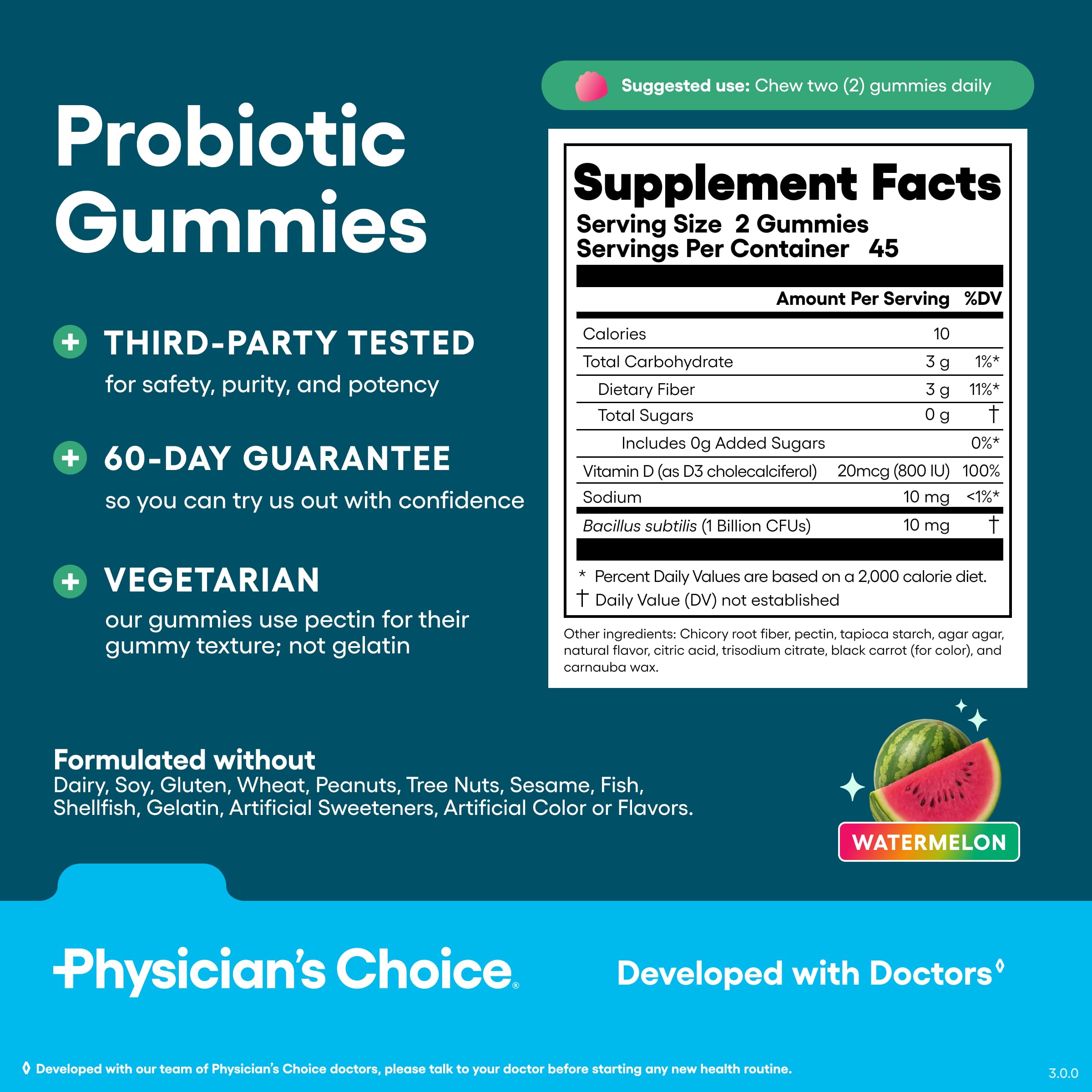 Physician's Choice Probiotic Gummies travel pack demonstrates on-the-go use.