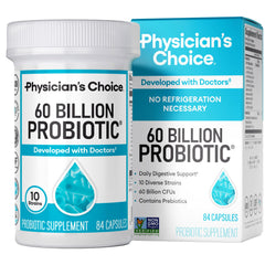 Physician's Choice Probiotics bottle front shows 60B CFU strength for digestive support
