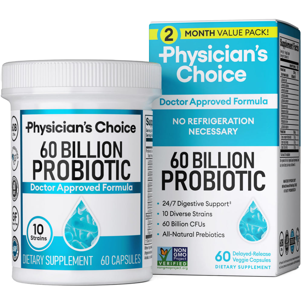 Physician's CHOICE Probiotics 60B bottle front for daily gut balance.