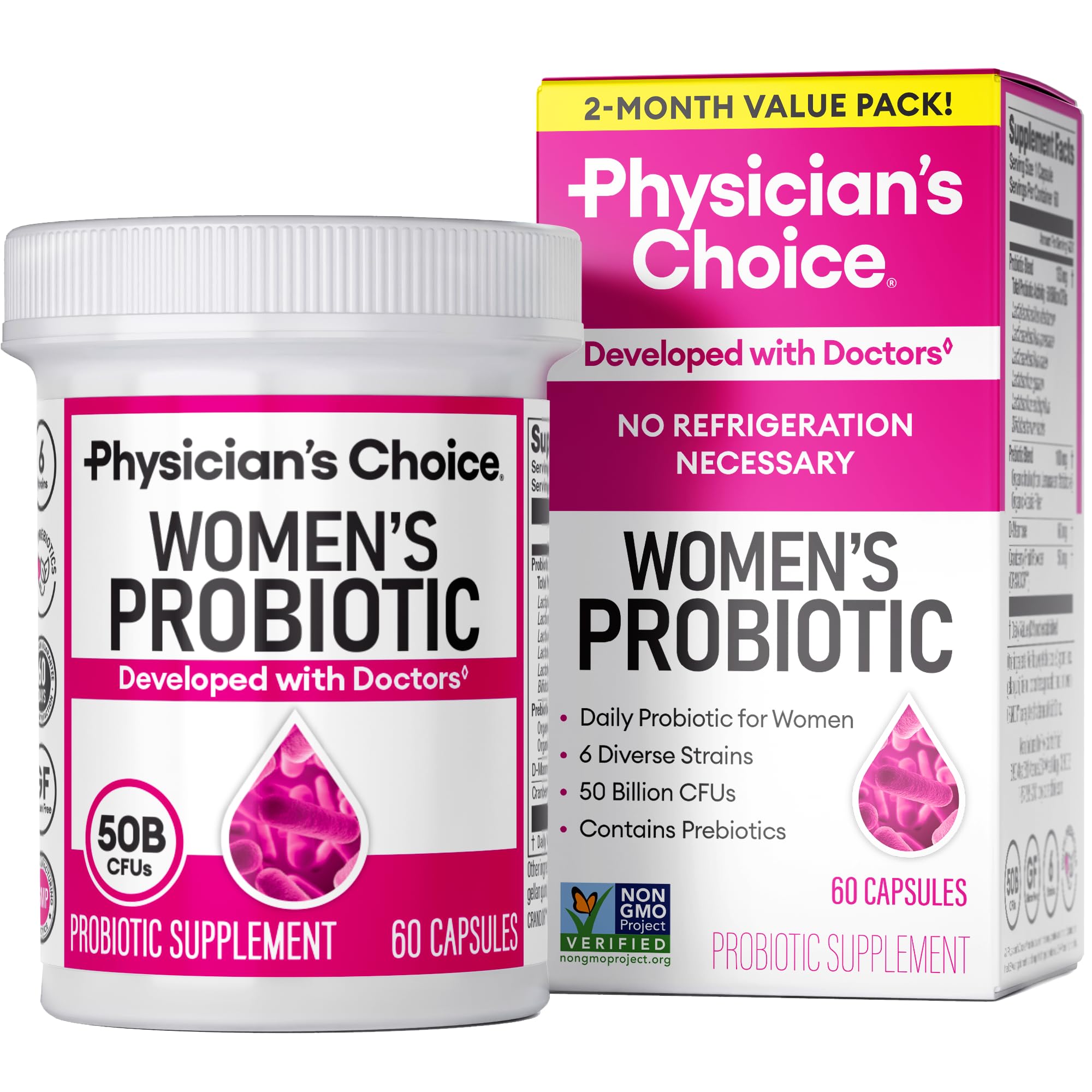 Physician's Choice Probiotics bottle front view for daily feminine balance.