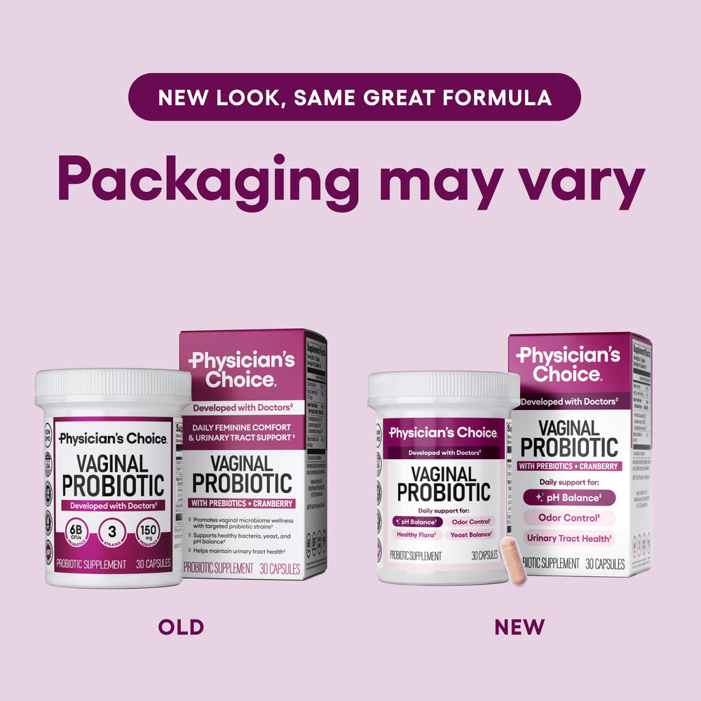 Physician's CHOICE vaginal-probiotics label closeup—clear product details and usage guidance.