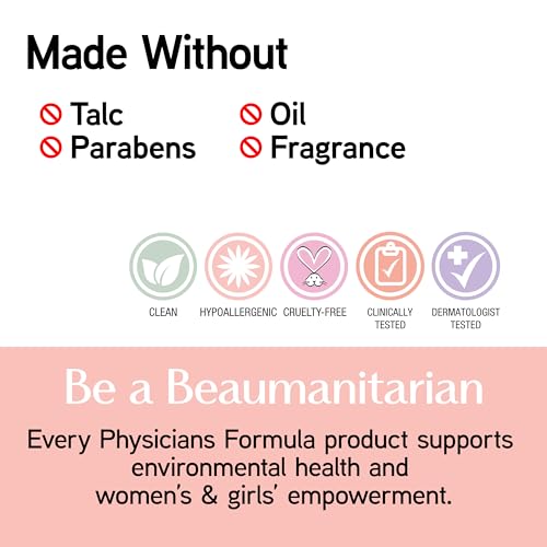 Physicians Formula mineral powder with buildable coverage and a satin finish on skin.