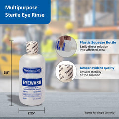 PhysiciansCare Eye Wash bottle cap shown for safe single-use operation and control.