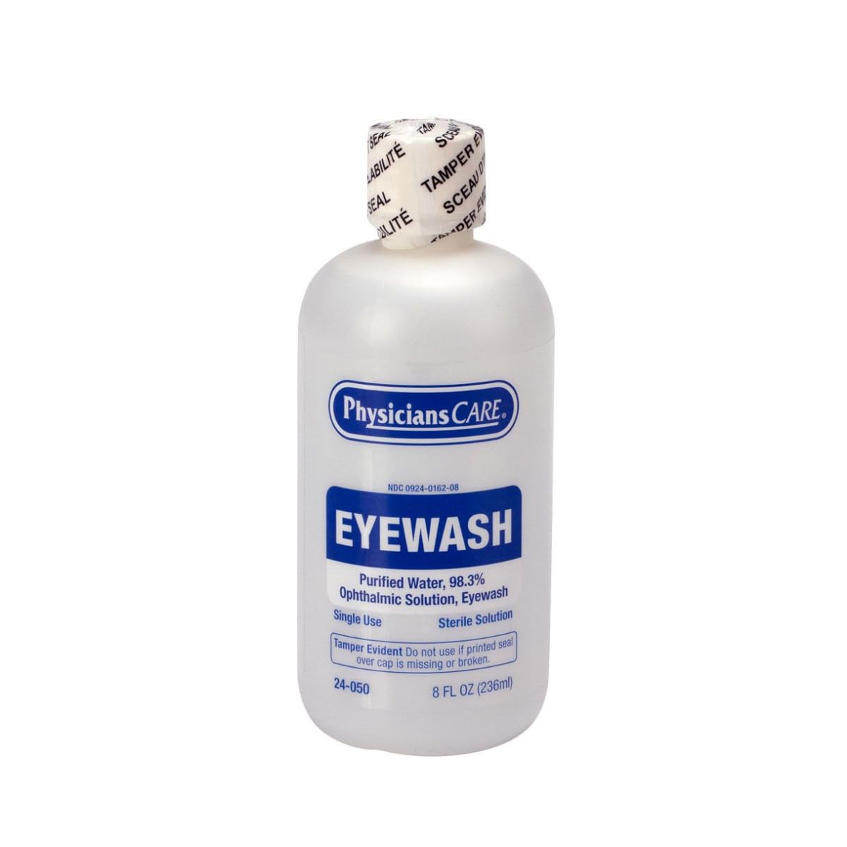 PhysiciansCare Eye Wash bottle front view for quick, controlled irrigation.