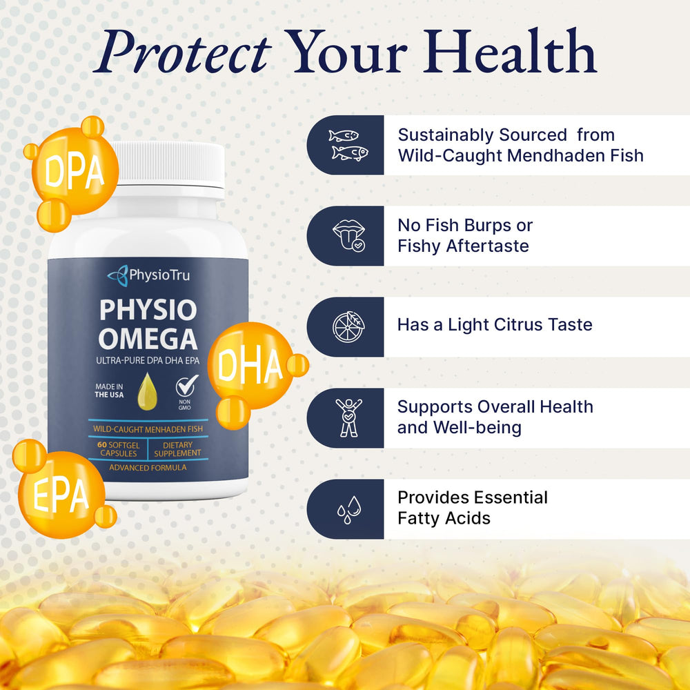 PhysioTru Omega wild-menhaden illustration; sustainable source of omega-3.