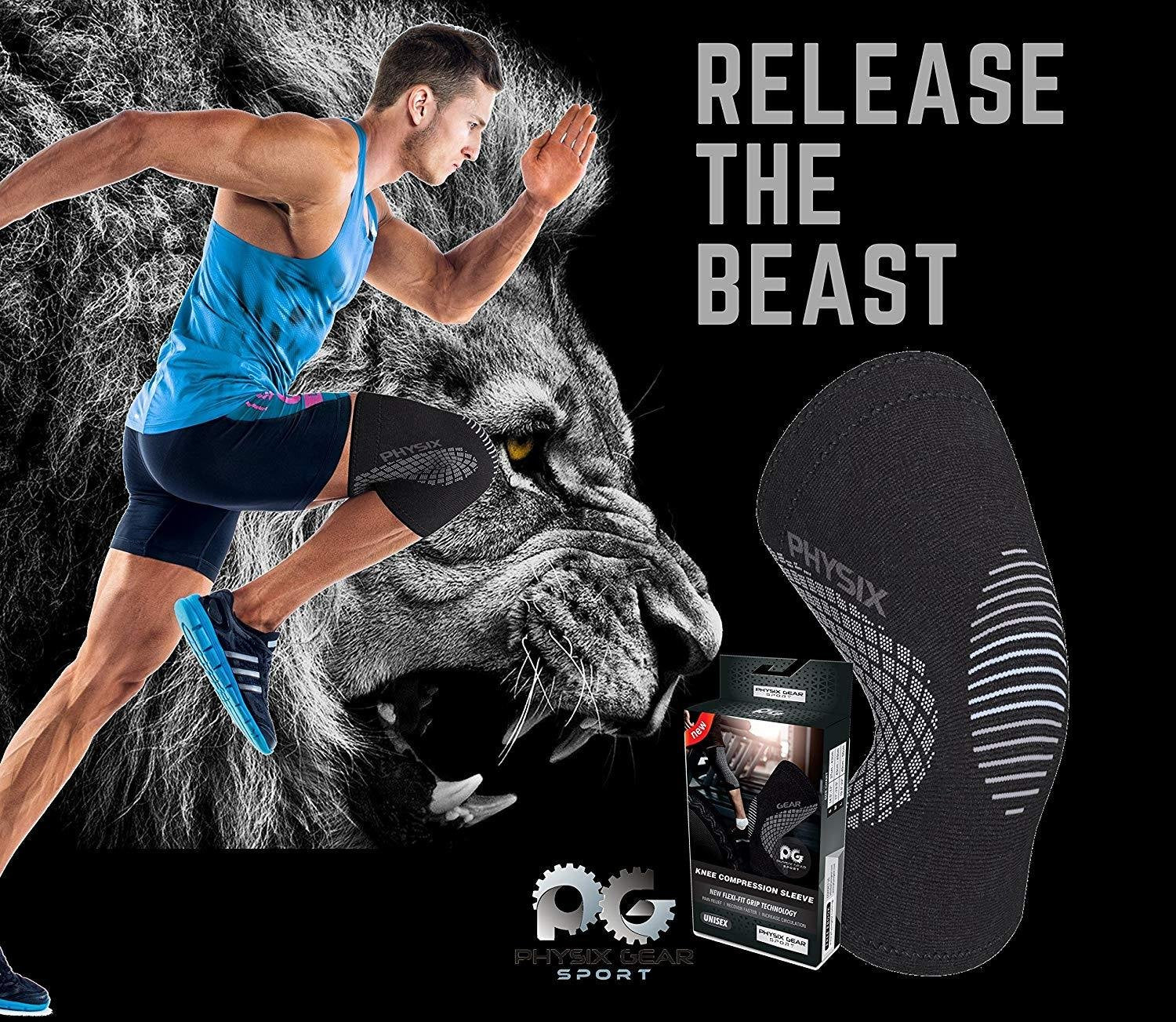 Physix Gear Compression Sleeve athletic fit supports swelling and mobility.