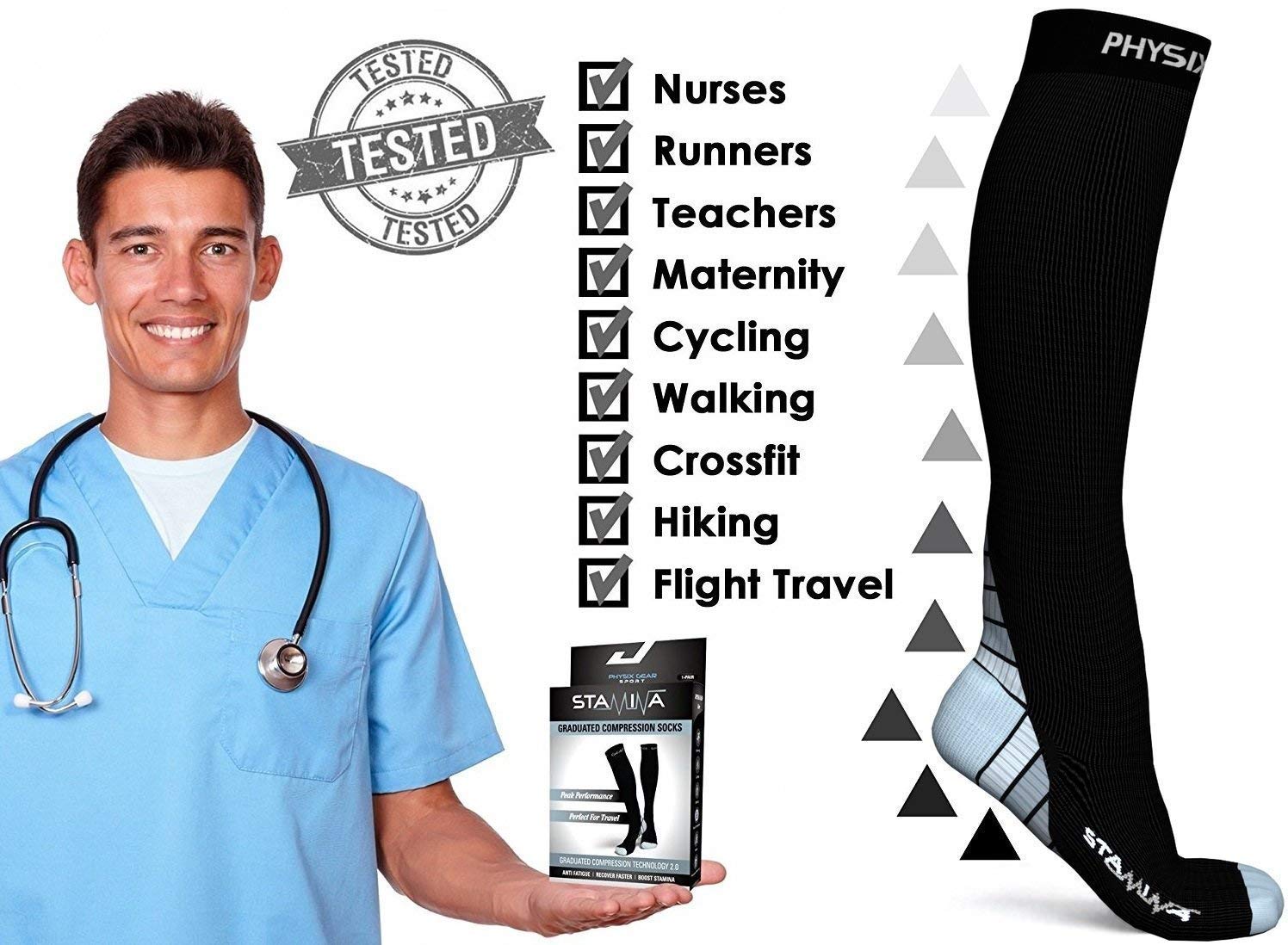 Physix Gear running compression socks for better endurance
