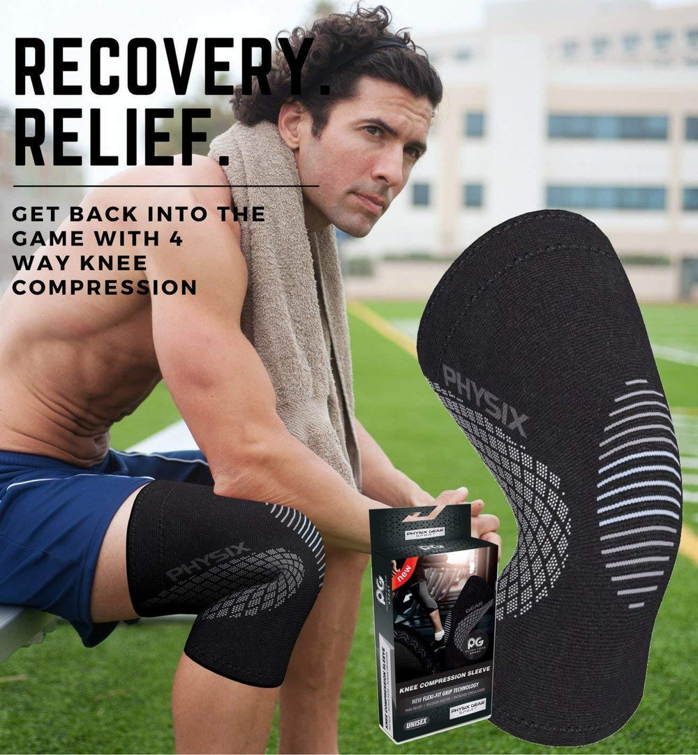 Physix Gear Crossfit knee brace during warm-up and high-intensity training.