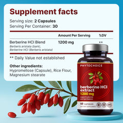 PhytoChoice Pure Berberine HCl 1200mg bottle pour for easy daily dosing