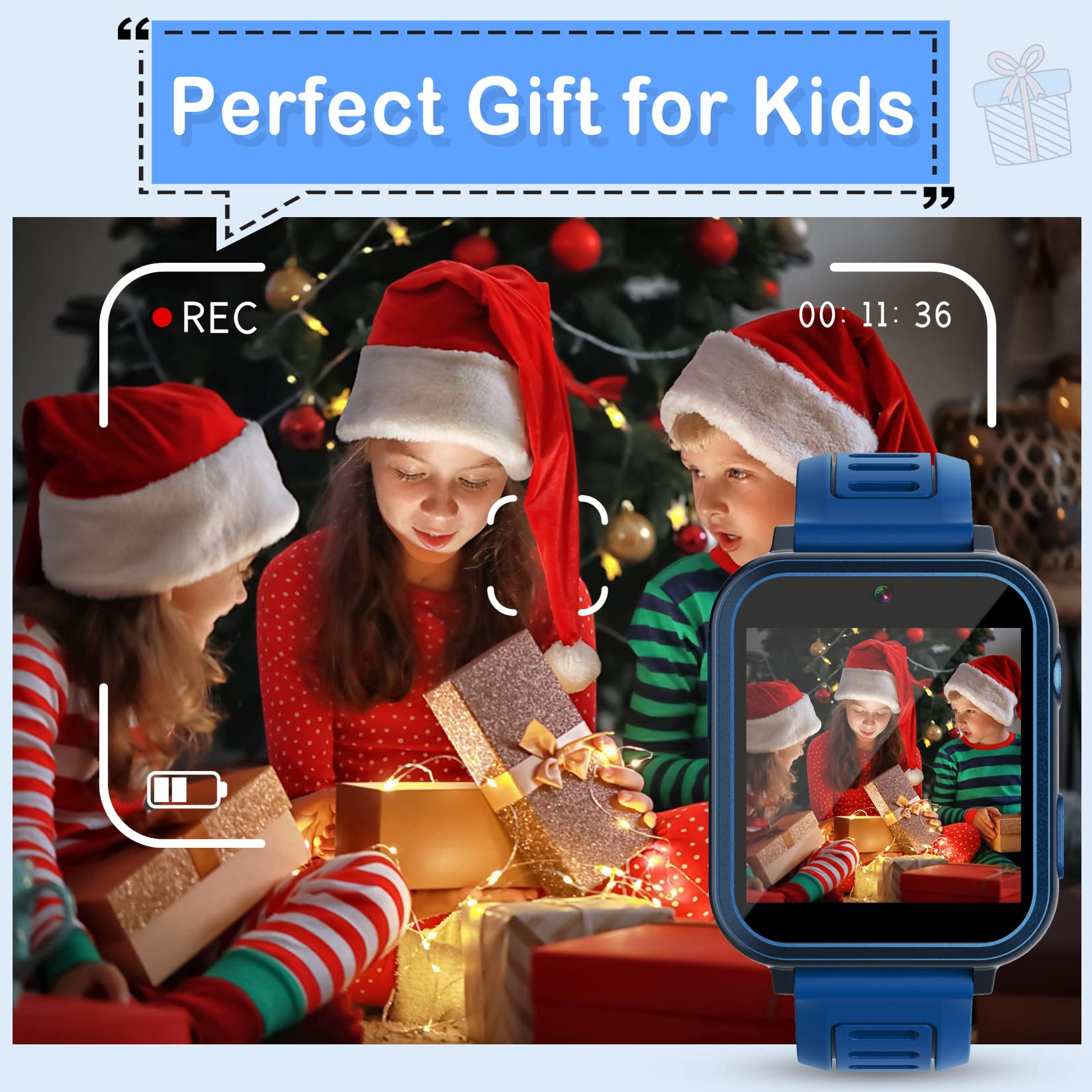 Phyulls Kids Smart Watch soft silicone band stays comfortable during active play.