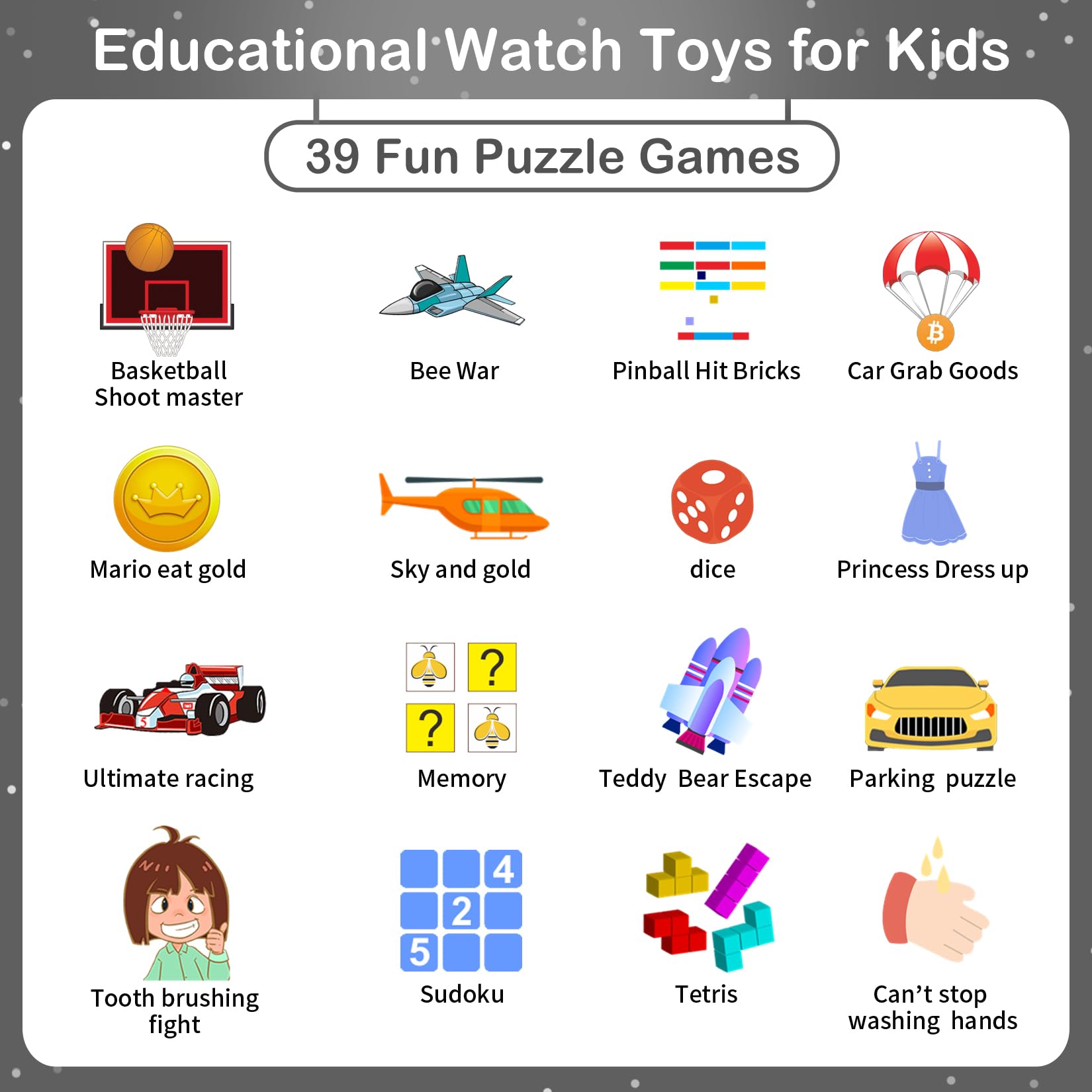 Phyulls Smart Watch battery life supports days of ongoing play and learning.