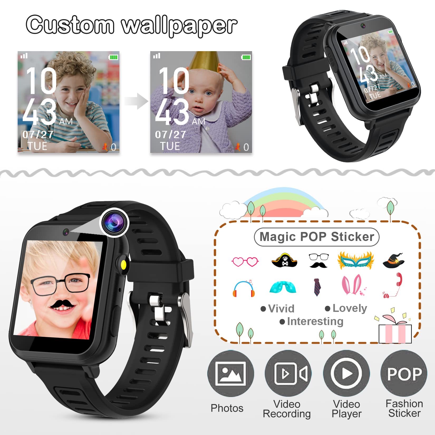 Phyulls Kids Smart Watch drives simplicity with no SIM card and easy use.