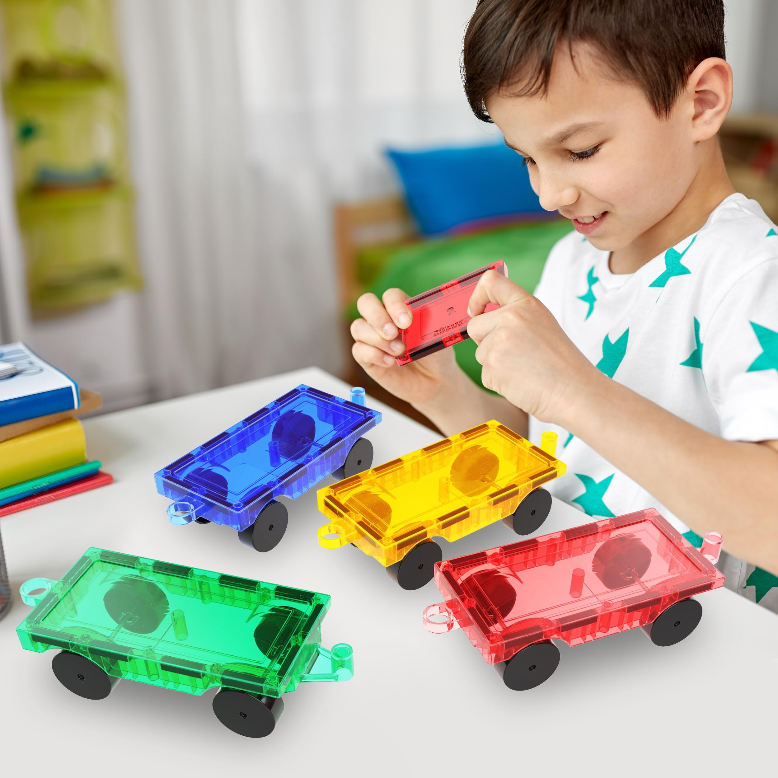PicassoTiles car base tile red encourages dynamic hands-on play.