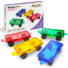 PicassoTiles car base tile yellow lets kids build quick, colorful vehicles.