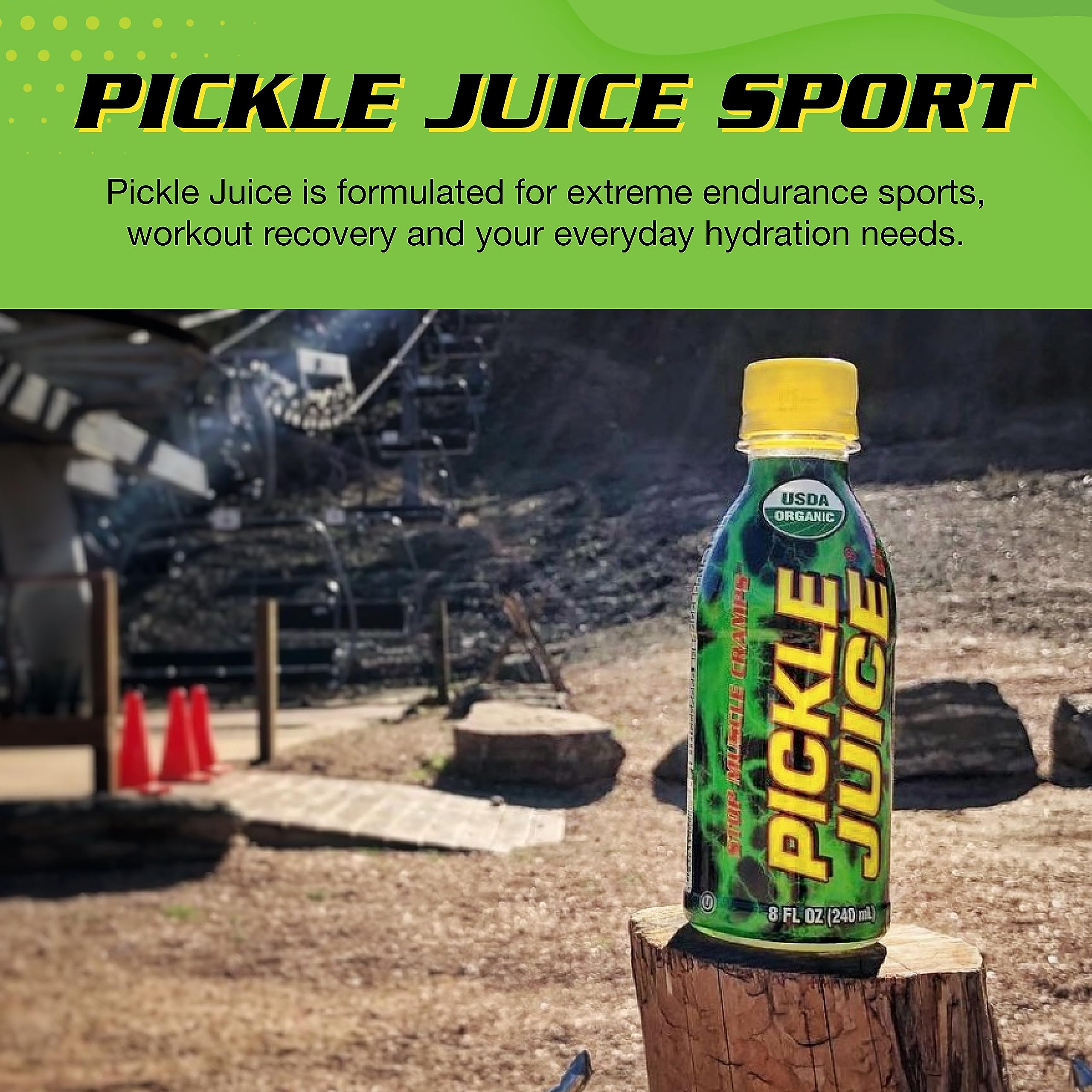 Electrolyte-rich Pickle Juice helps active hydration during workouts