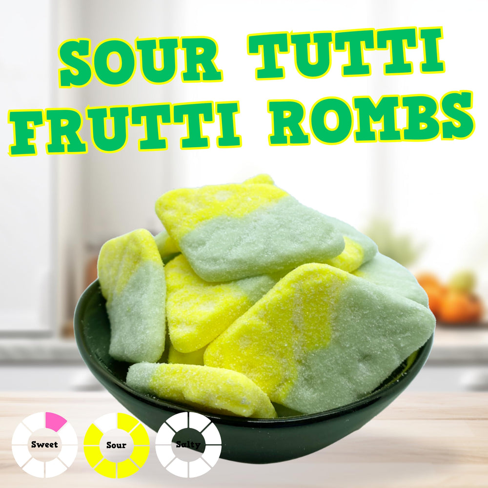 Pickmix Candy Sweden BUBS tutti frutti rombs bring playful shapes to candy bowls