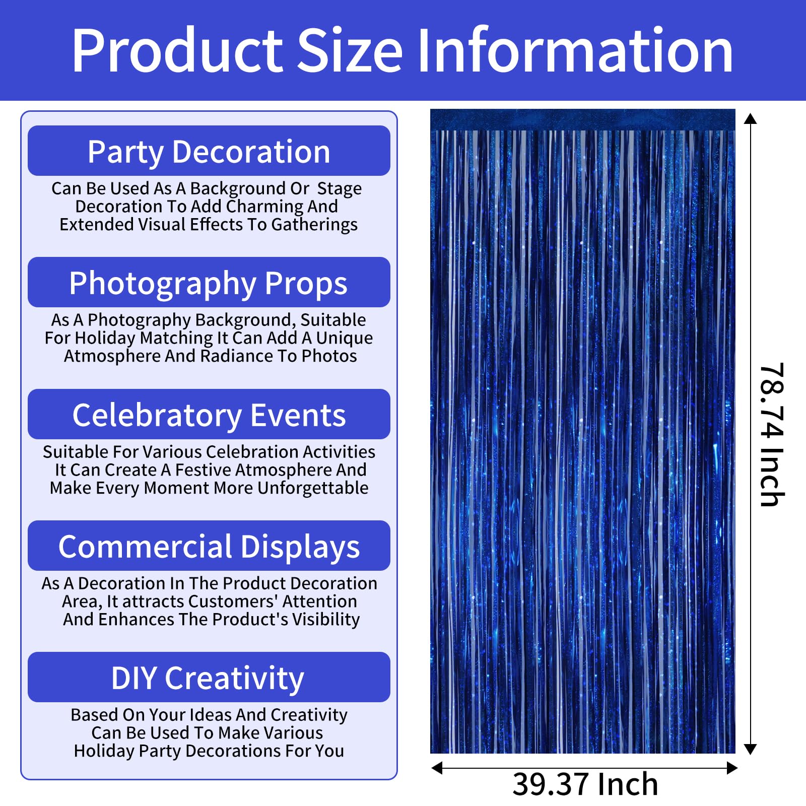 Picoway blue durable metallic fringe curtain adds color through sunlit shimmer