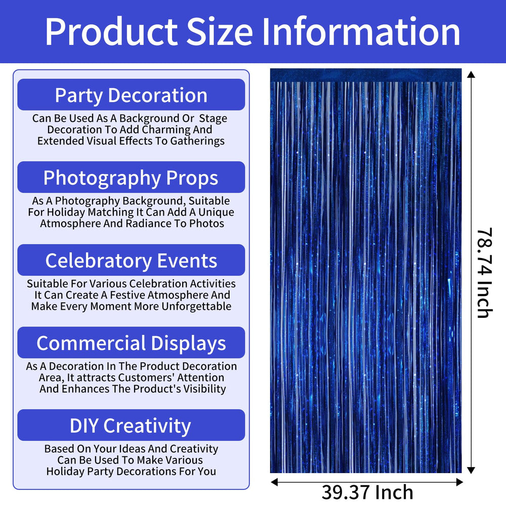 Picoway blue durable metallic fringe curtain adds color through sunlit shimmer