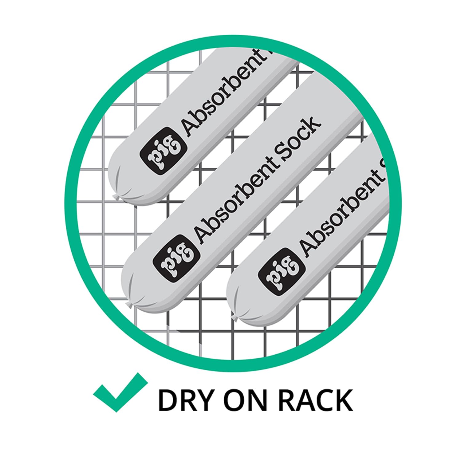 PIG absorbent sock in garage preventing moisture from seeping along walls.