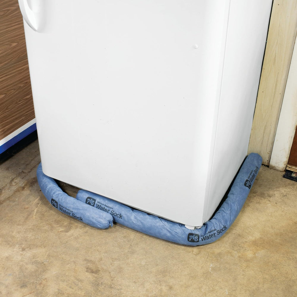 PIG absorbing sock detail showing polypropylene skin and mildew resistance.