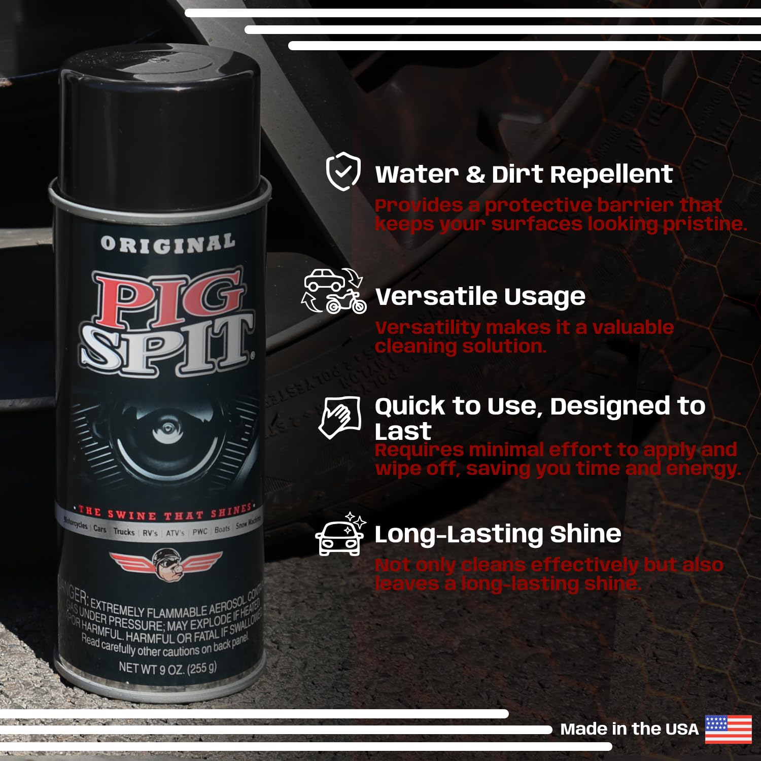 PIG SPIT Original applying with microfiber for even coverage and high gloss