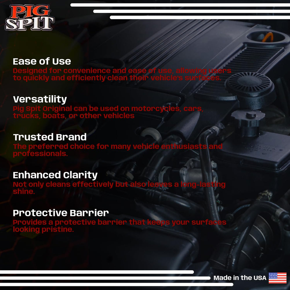 PIG SPIT Original on metal and chrome enhances luster and protection