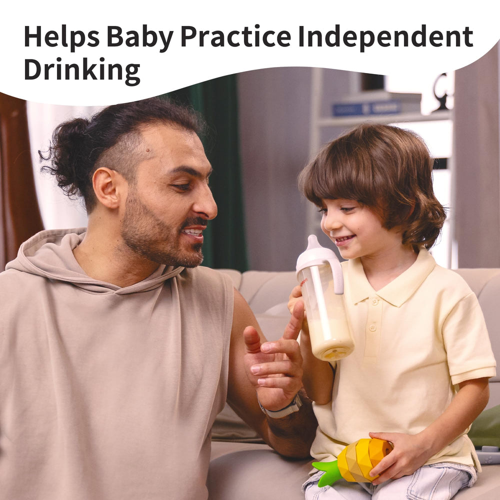 PIGEON bottle handles endure daily use and twisting while learning to grip.