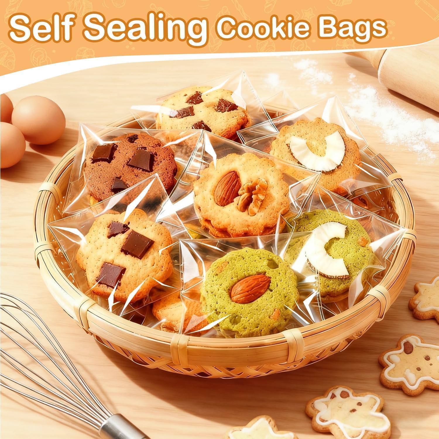 PigPotParty cookie bags 4x6 clear material close-up highlights visible treats.