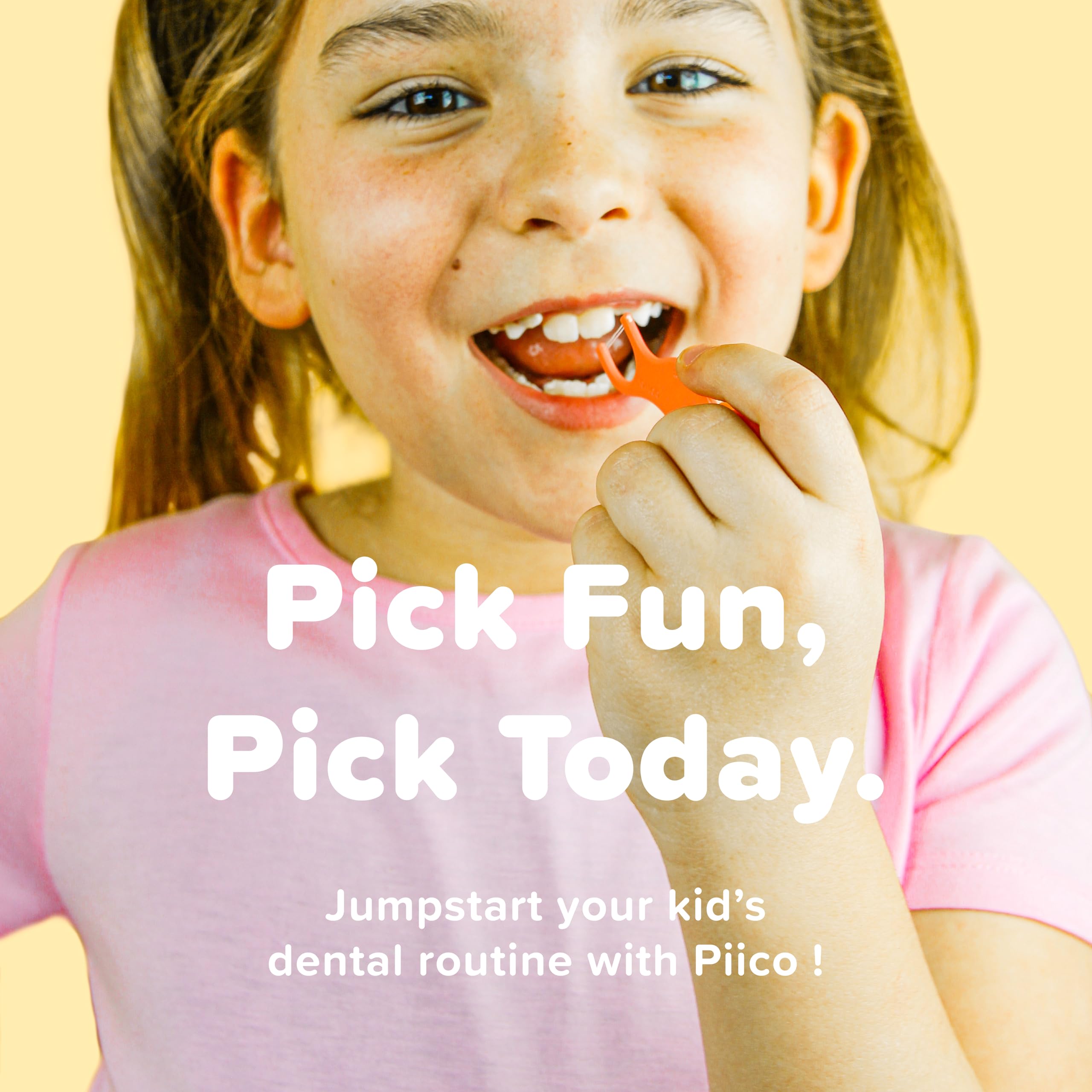 Piico kids floss picks with colorful animal design encourage daily flossing habits.