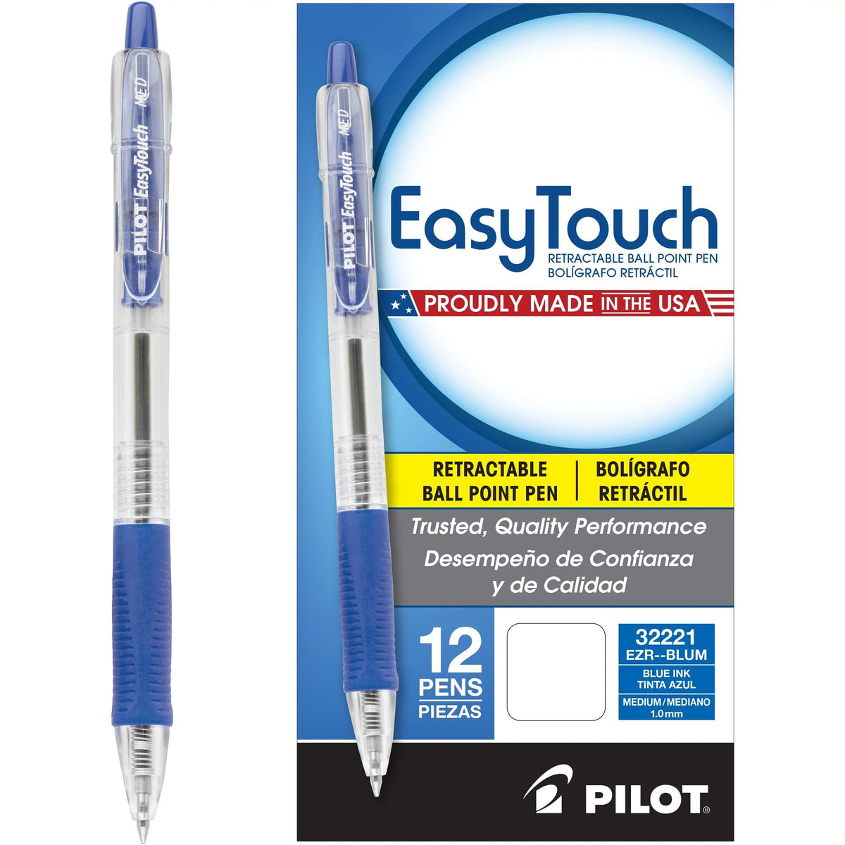 PILOT EasyTouch retractable pen with blue ink delivers smooth writing