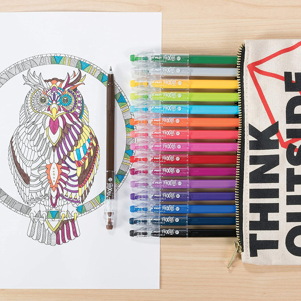 PILOT FriXion ColorSticks flatlay with colors ideal for journaling.