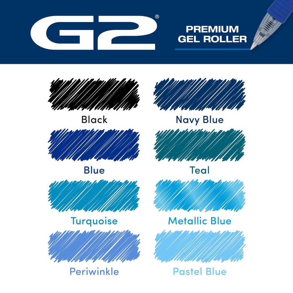 Pilot G2 Boost color collection on desk for productivity mood.