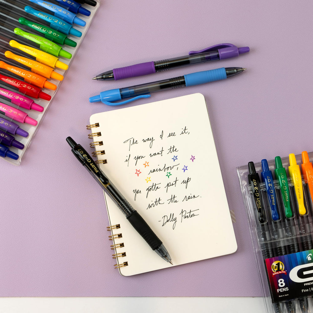 PILOT G2 Rainbow Colors Pack pouch view for easy transport