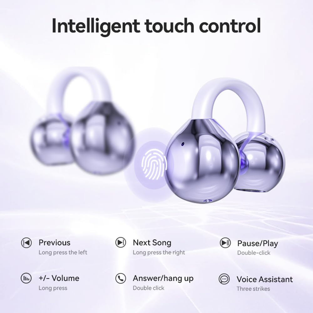 Piluyaa Clip-on Earbuds ultralight at 5.3g for all-day wear during workouts.