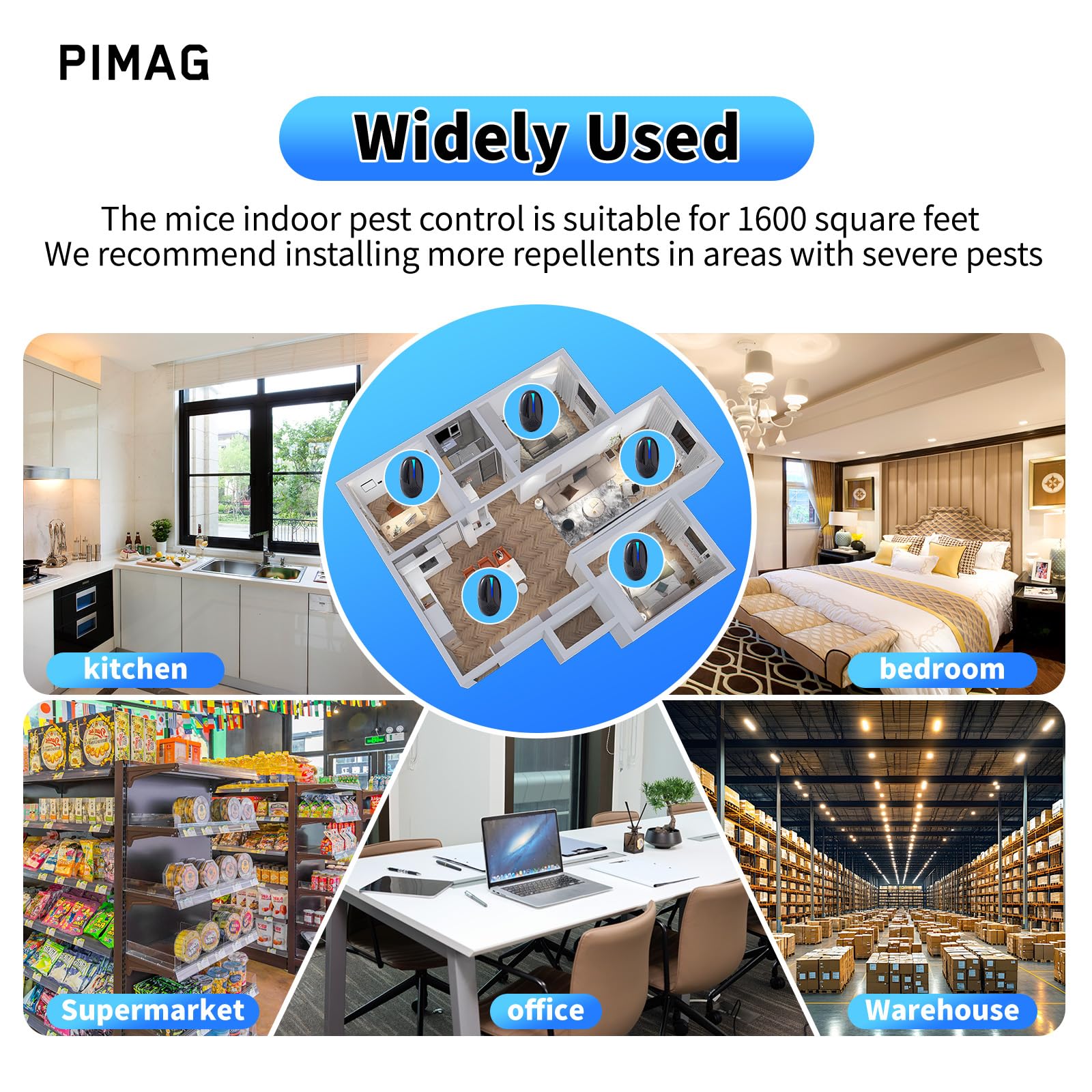 Six-pack packaging of PIMAG pest control devices in black packaging